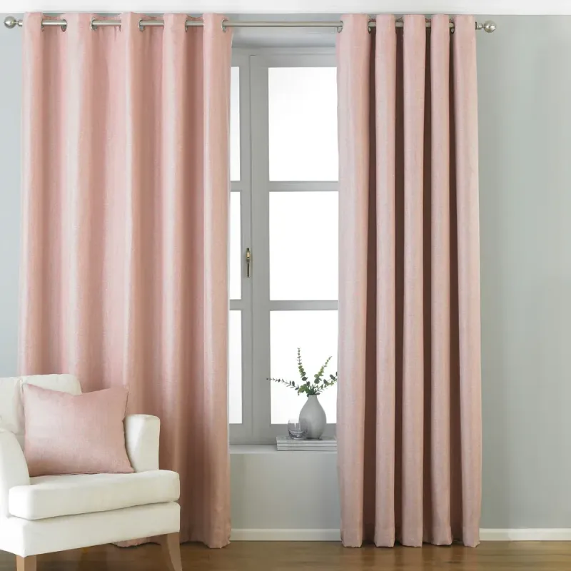 Atlantic Twill Woven Eyelet Curtains Blush
