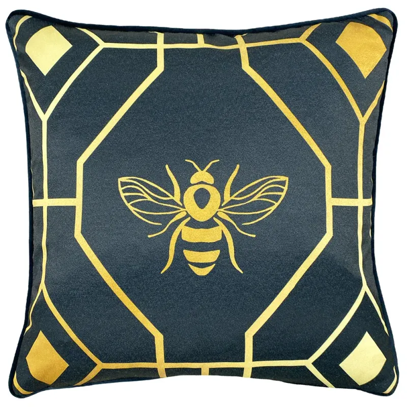 Bee Deco Geometric Cushion Navy