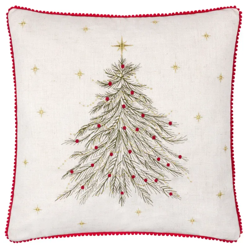 Twinkling Tree Embroidered Cushion Natural