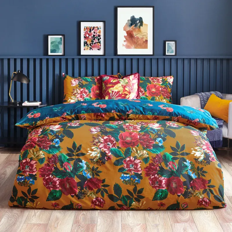 Nadya Floral Duvet Cover Set Amber