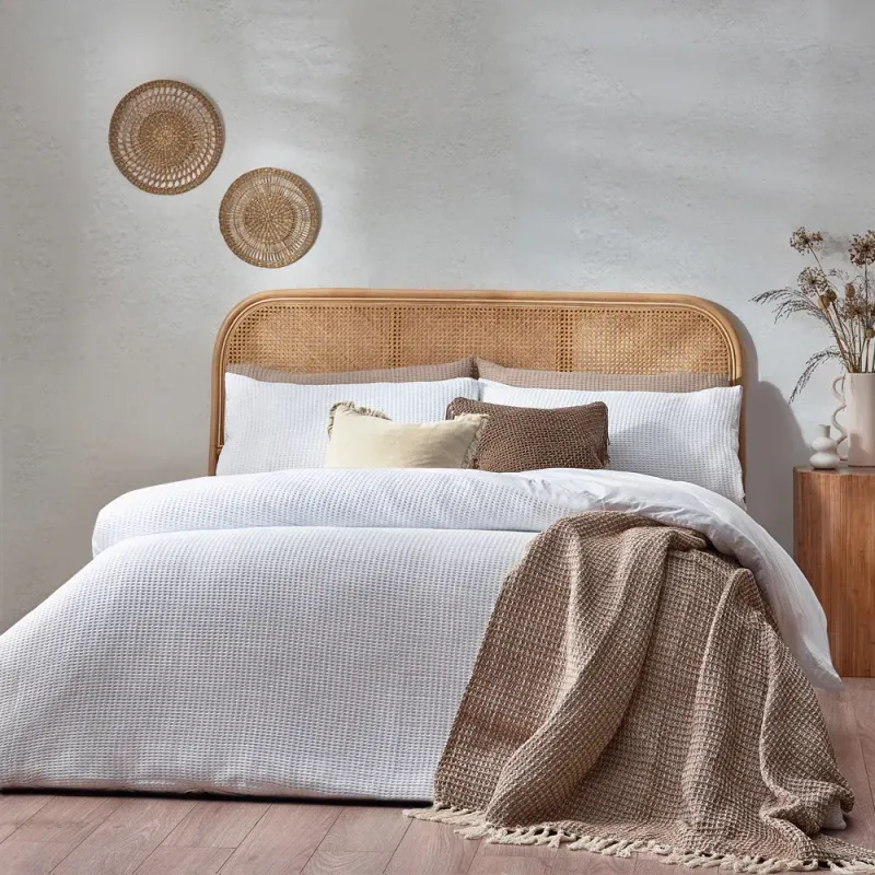 Chunky Waffle Duvet Cover Set Linen White