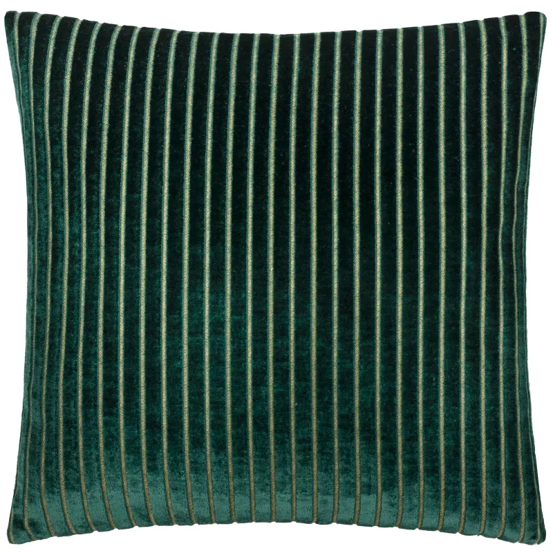 Savoy Stripe Velvet Cushion Emerald