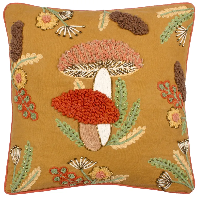Mushroom Dell Cushion Autumn Gold