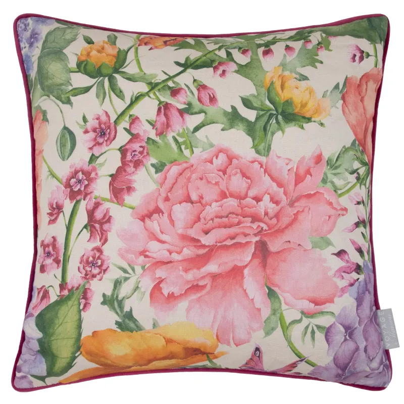 Idalia Printed Piped Cushion Fuchsia