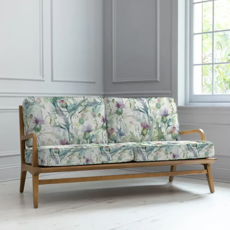 Cirsium Printed Idris 2 Seater Settee Damson