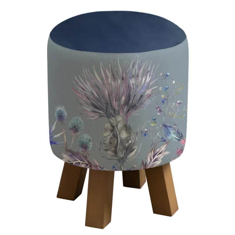 Elysium Monty Round Footstool Sapphire