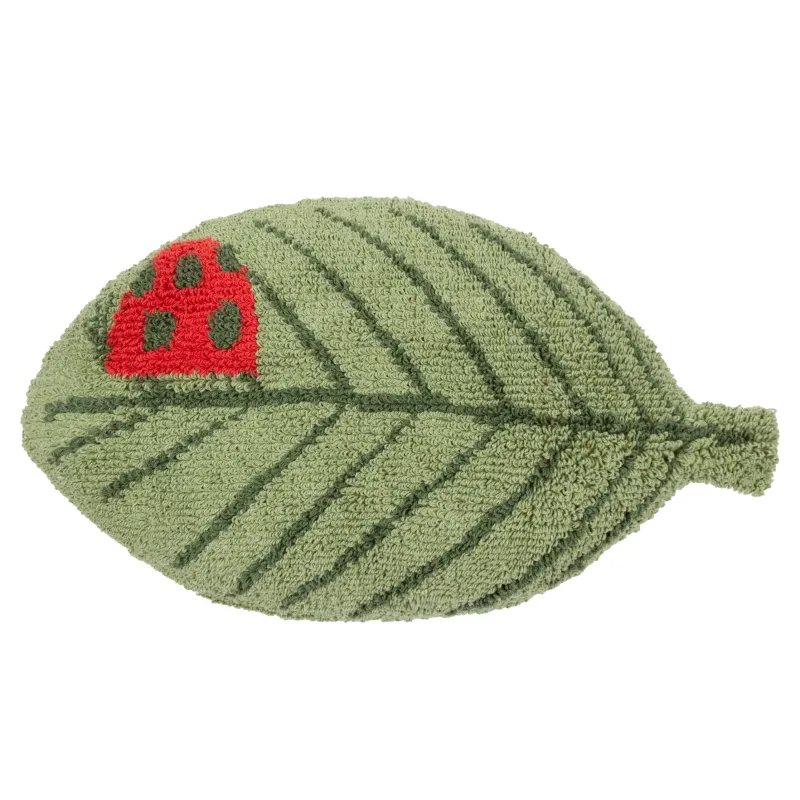 Little Nature Leaf Knitted Kids Cushion Green