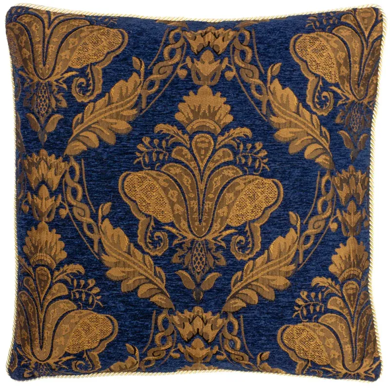 Shiraz Traditional Jacquard Chenille Cushion Navy 58 x 58