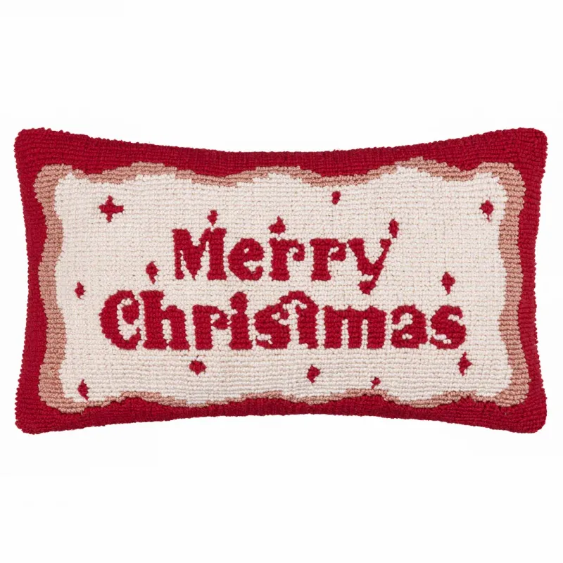Candy Merry Christmas Tufted Cushion Red/White