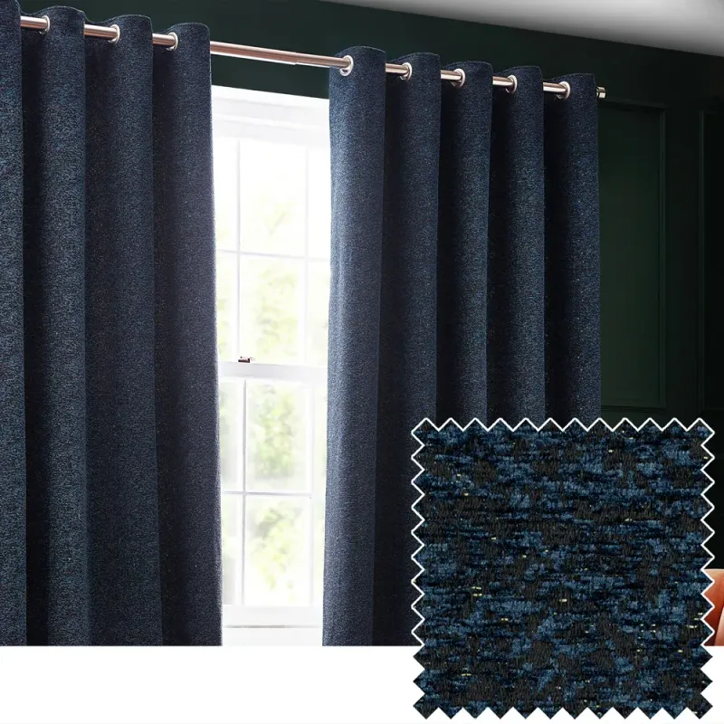 Galaxy Room Darkening Eyelet Curtains Navy