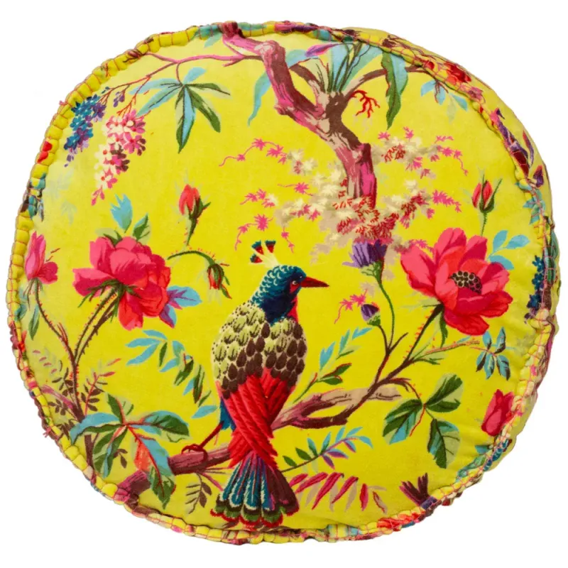 Paradise Velvet Round Cushion Aracia