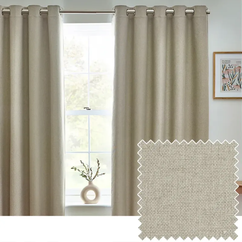 Dawn 100% Blackout Thermal Eyelet Curtains Natural