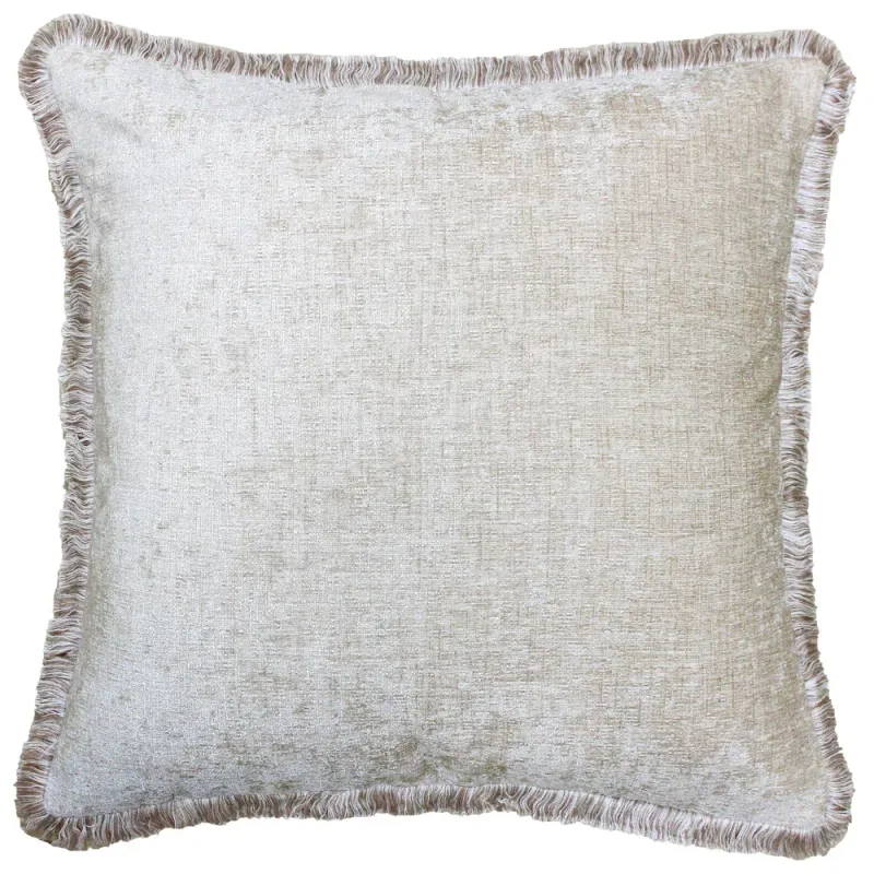 ​Astbury Chenille Fringed Cushion Natural