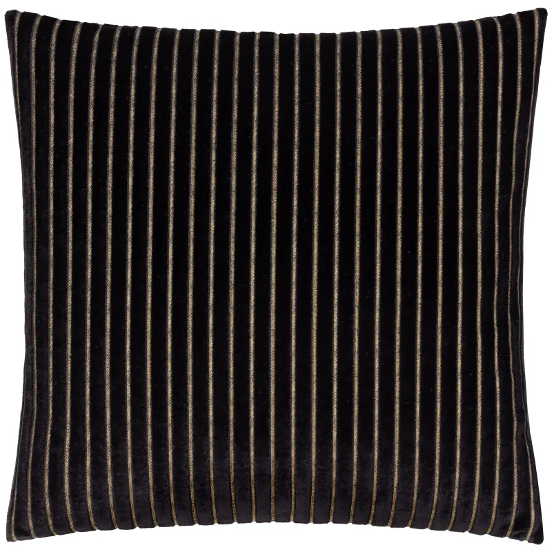 Savoy Stripe Velvet Cushion Black