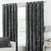Verona Crushed Velvet Eyelet Curtains Pewter