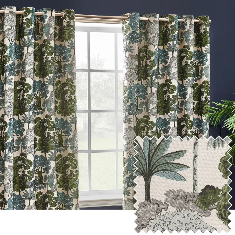 Woodlands Room Darkening Eyelet Curtains Green