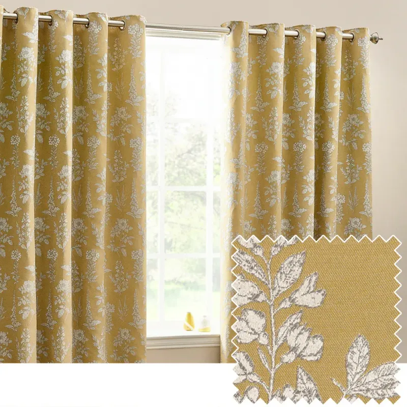 Sophia Room Darkening Eyelet Curtains Gold