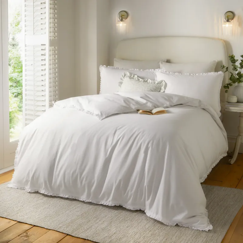 Tilly 100% Cotton Ruffle Duvet Cover Set White