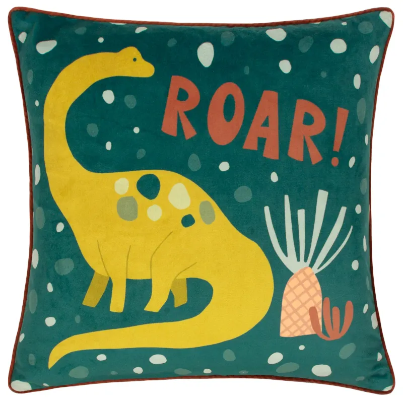 Roar Piped Velvet Cushion Teal