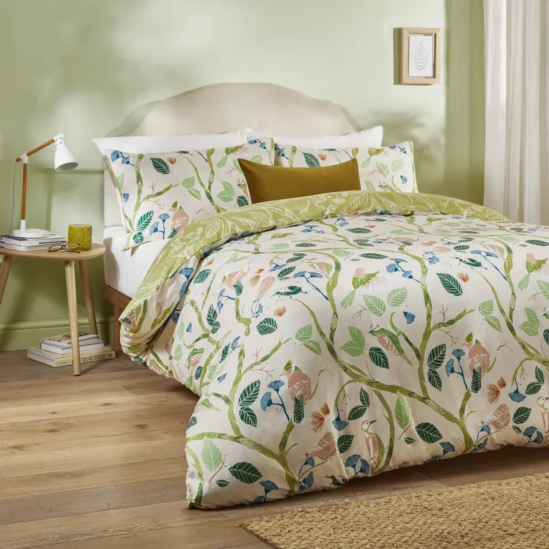 Woodlow Printed Soft Touch Duvet Cover Set Multi/Sage