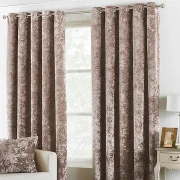Verona Crushed Velvet Eyelet Curtains Oyster