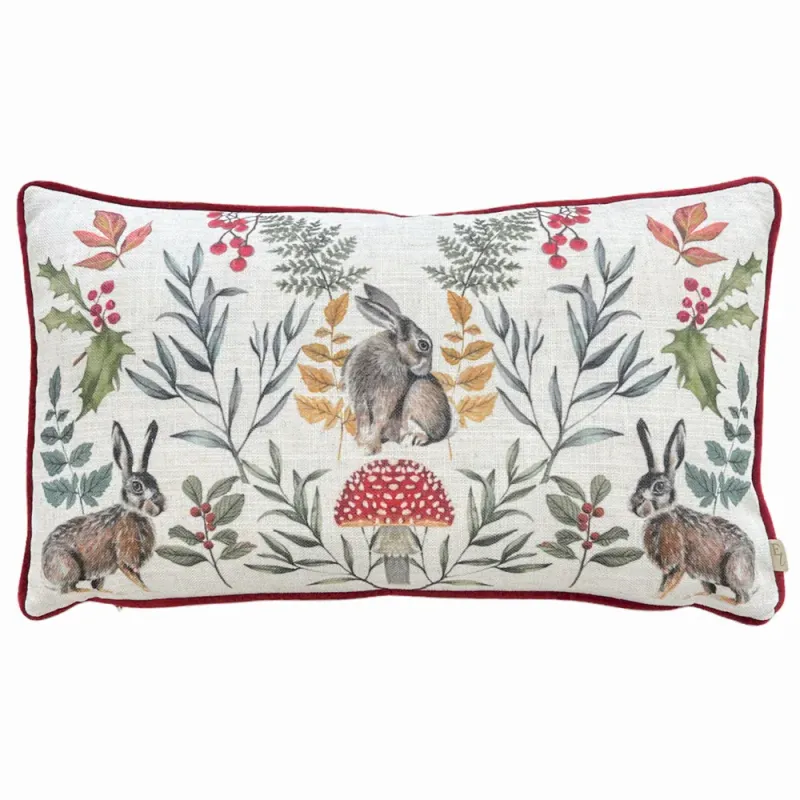 Mirrored Hare Cushion Burgundy