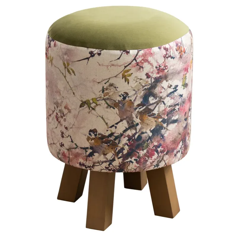 Brushwood Monty Round Footstool Blossom