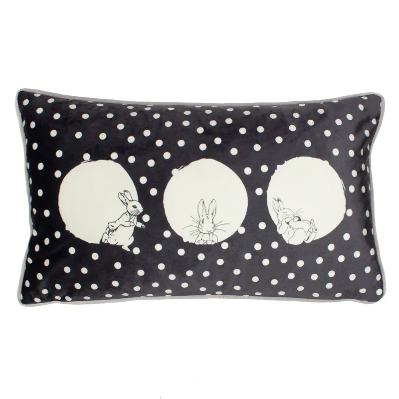 Spot Me Peter Rabbit™ Rectangular Cushion Charcoal