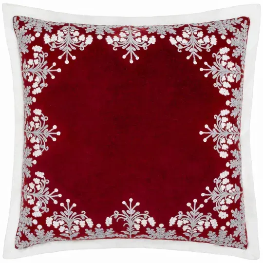 Winter Bloom Cushion Red