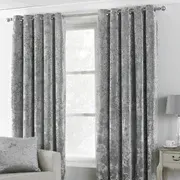 Verona Crushed Velvet Eyelet Curtains Silver