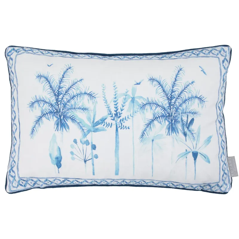 Chora Printed Piped Cushion Cobalt