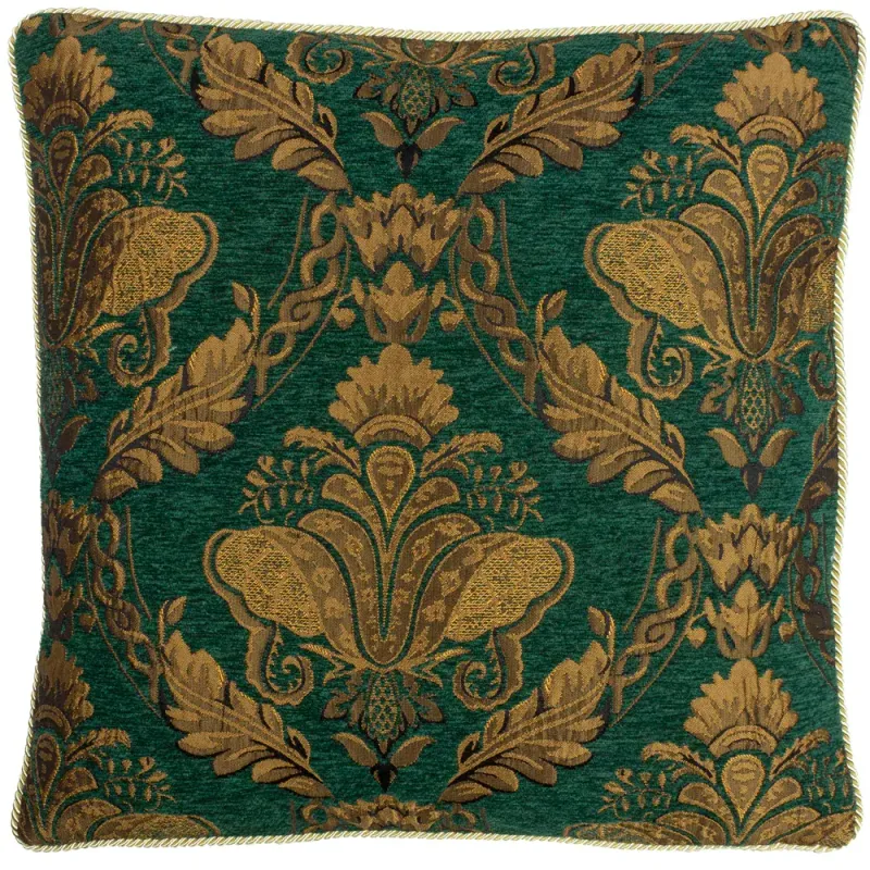 Shiraz Traditional Jacquard Chenille Cushion Emerald 58 x 58