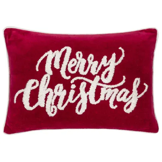 Winter Merry Christmas Cushion Red