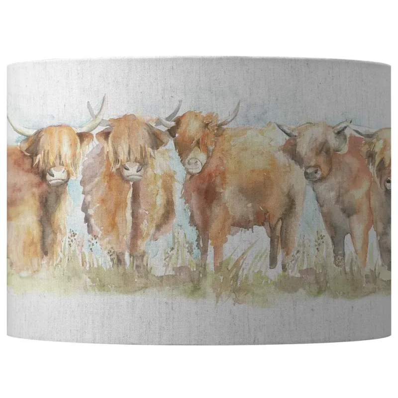 Highland Cattle Eva Lamp Shade Linen