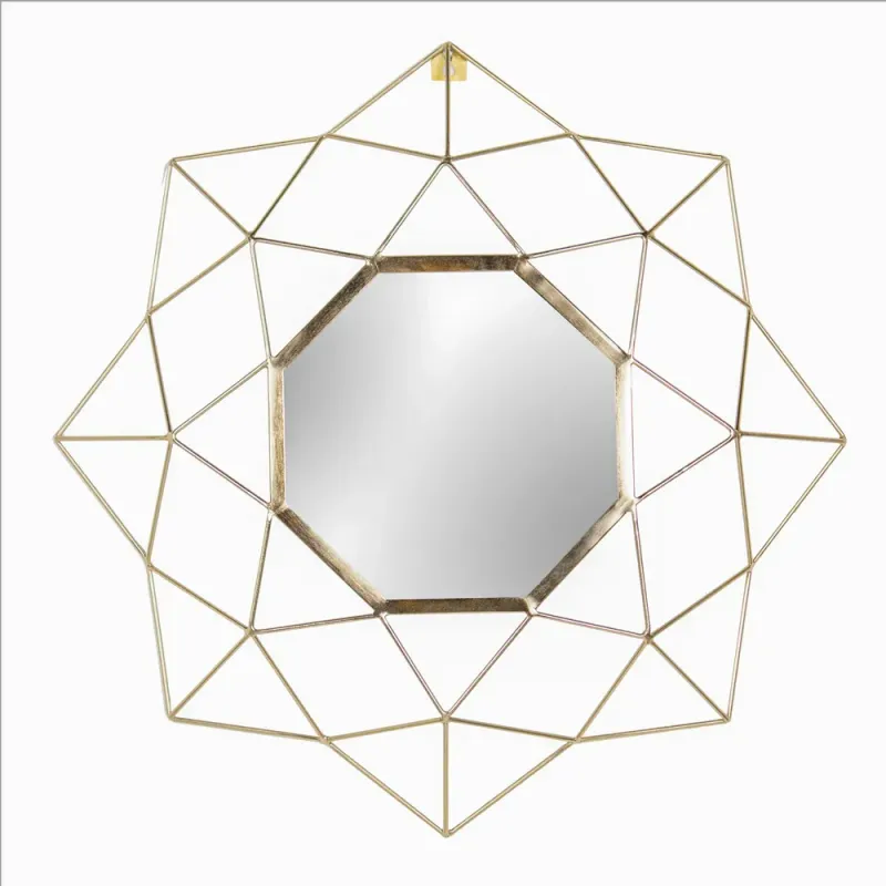 Gold Geo 60cm Round Circular Wall Mirror Brass