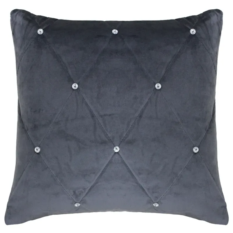 New Diamante Embellished Cushion Pewter