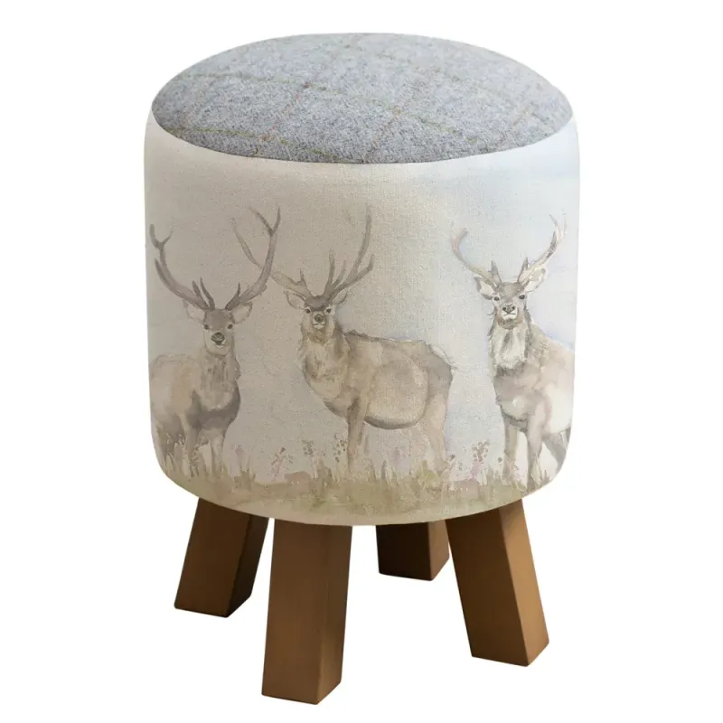 Moorland Stag Monty Round Footstool