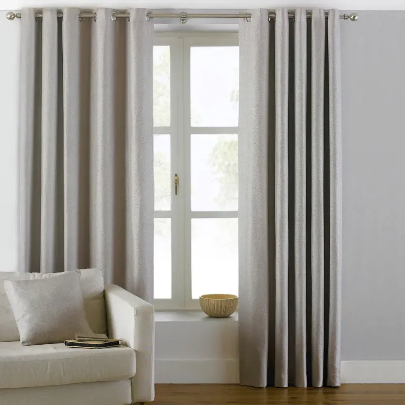 Atlantic Twill Woven Eyelet Curtains Natural