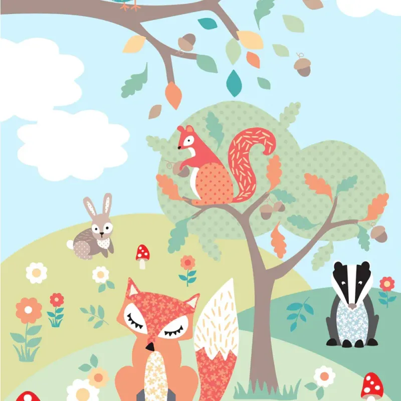 Woodland Kids Wall Art Multi Large