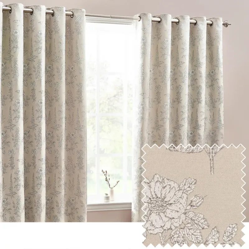 Sophia Room Darkening Eyelet Curtains Natural