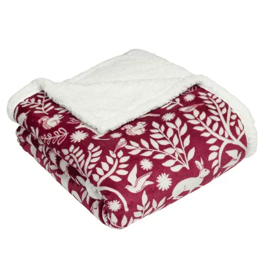 Skandi Woodland Fleece Throw Berry