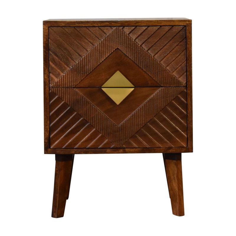 Alma Bedside Mango Wood with Brass Inlay