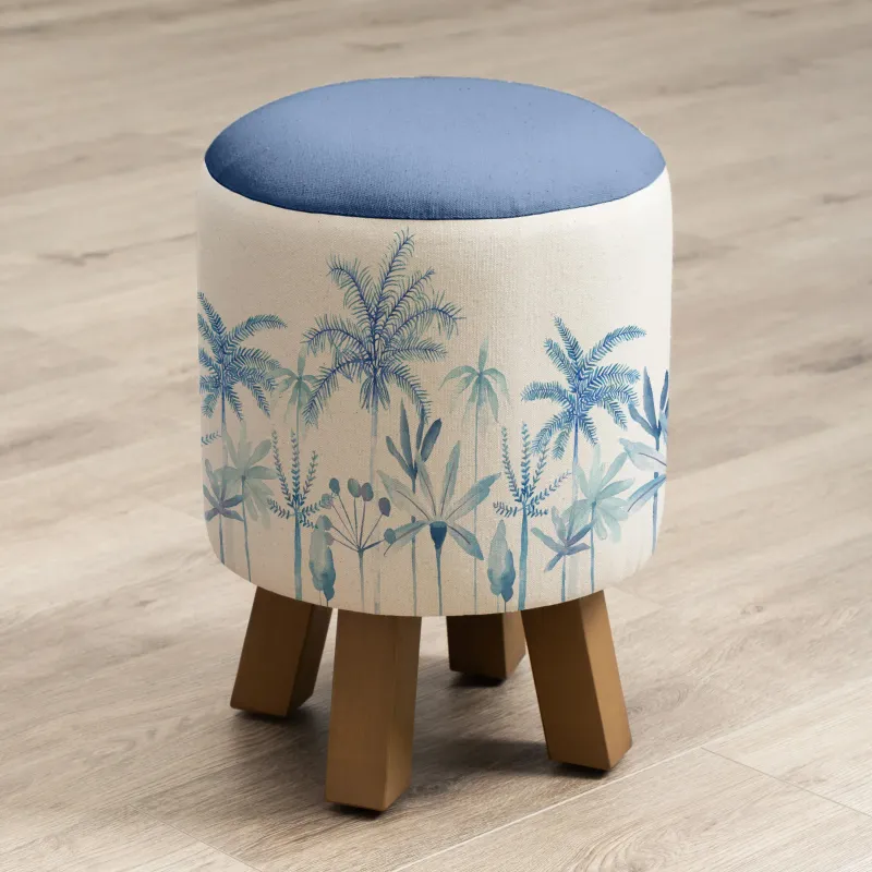Cozzo Monty Round Footstool Cobalt