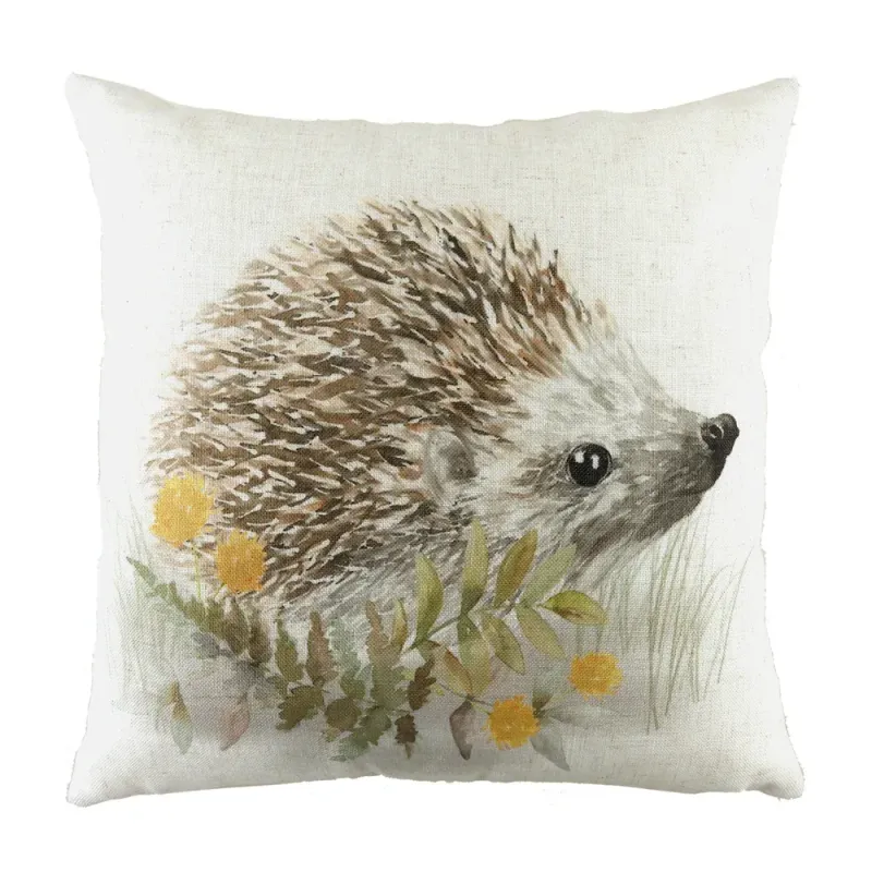 Woodland Hedgehog Cushion White