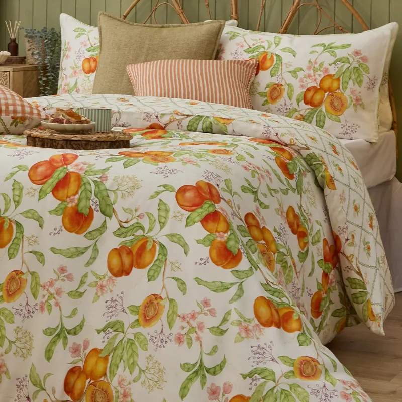 Peach Harvest Printed Duvet Cover Set Orange