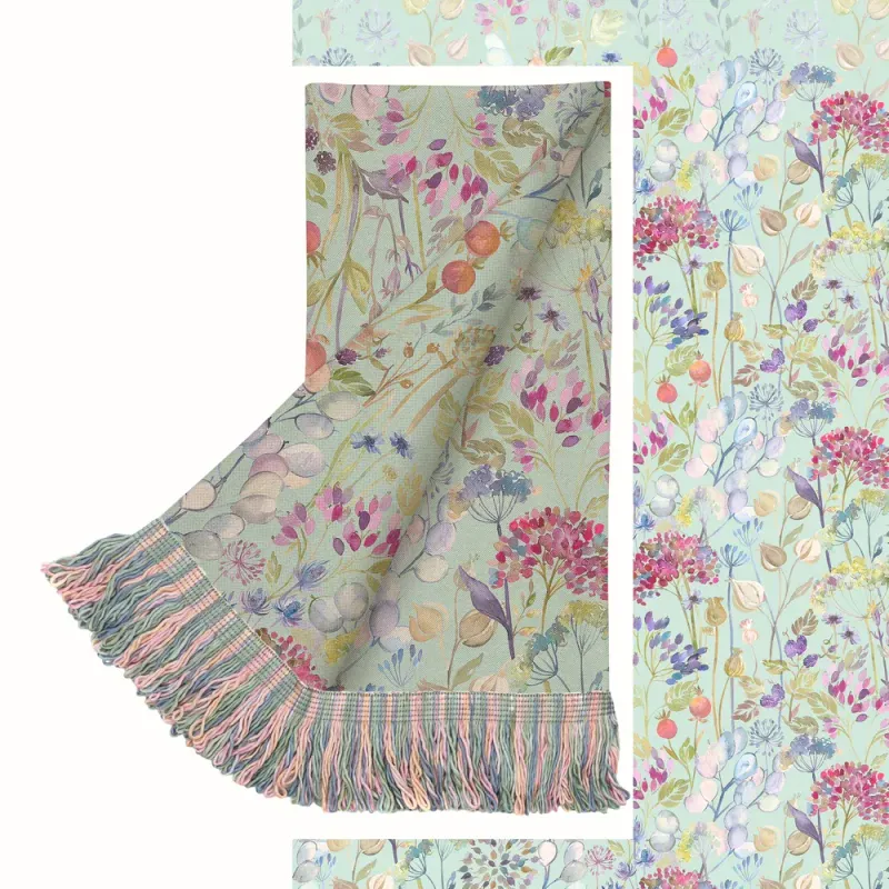 Hedgerow Printed Throw Duck Egg Blue