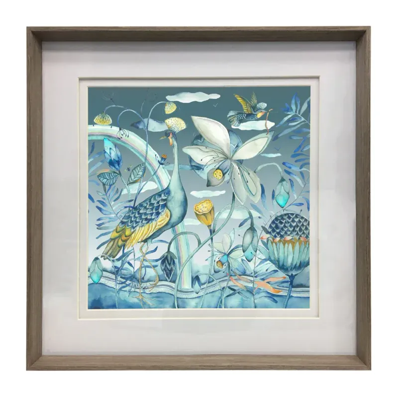 Cirsium Framed Print Nut/Blue