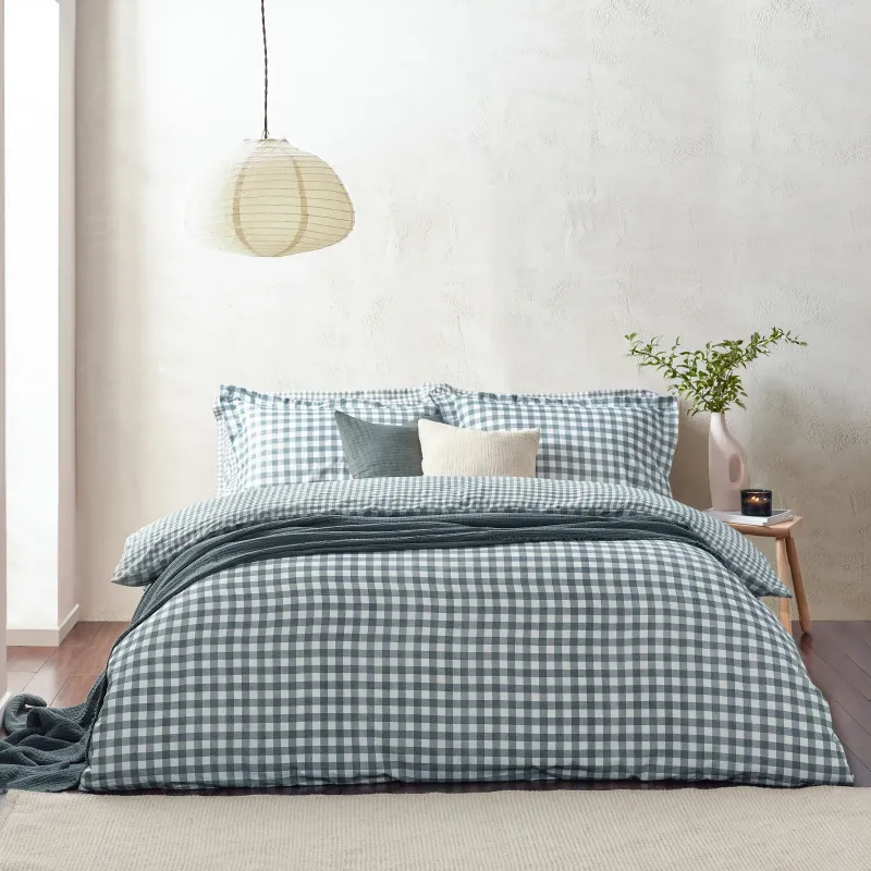 Barton Gingham Check Reversible Duvet Cover Set Navy