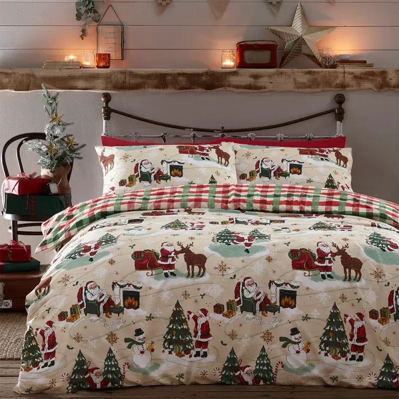 Jolly Santa Christmas Duvet Cover Set Multi