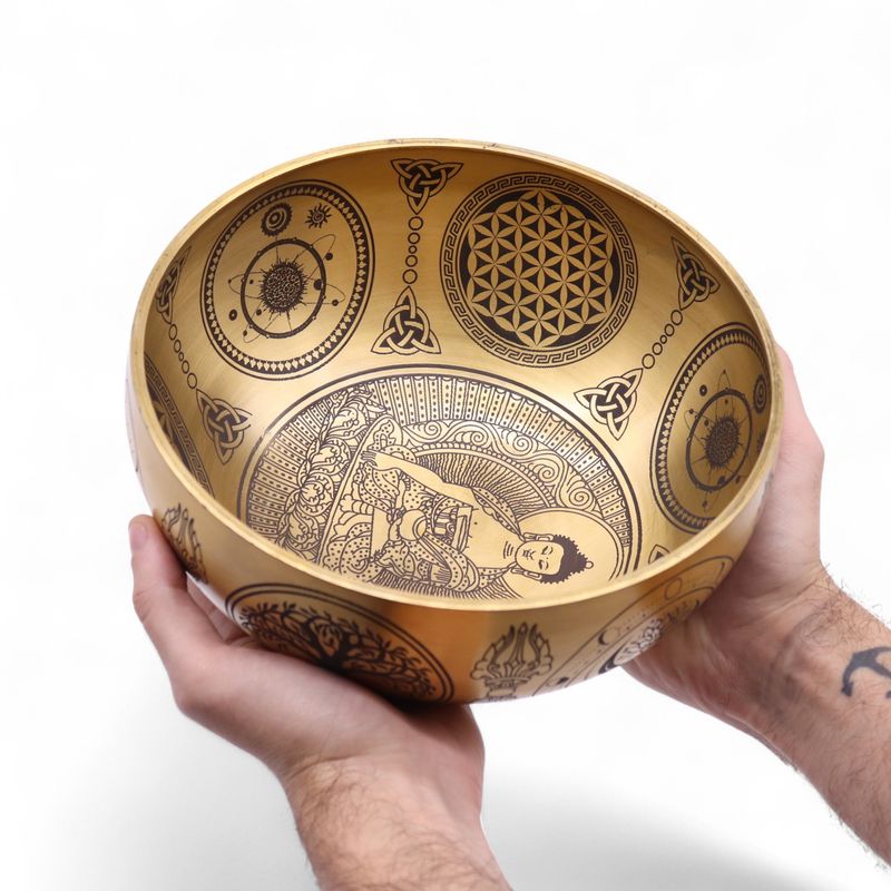 Pure Brass Etched Buddha - Extra Large Approx 20x9cm - 1400gm